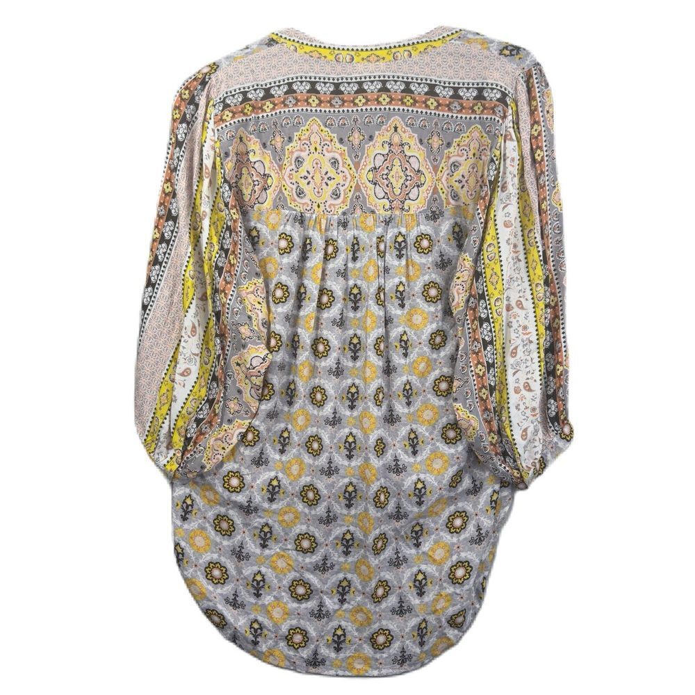 Fig And Flower Tropical Tunic Blouse Button Down Womens Size M Coastal - Picture 2 of 9